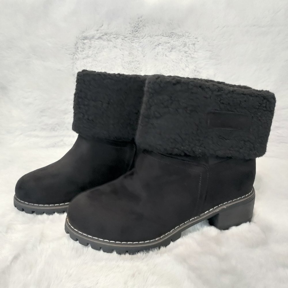 NO BRAND Women's Waterproof Black Leather Boot Size 9.5 US